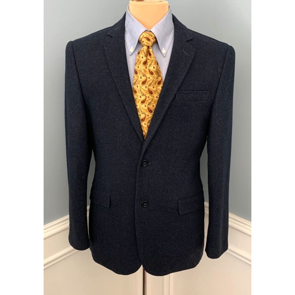 Pronto Uomo Blazer Mens M/38 Wool Herringbone Tweed Modern Jacket Sportcoat